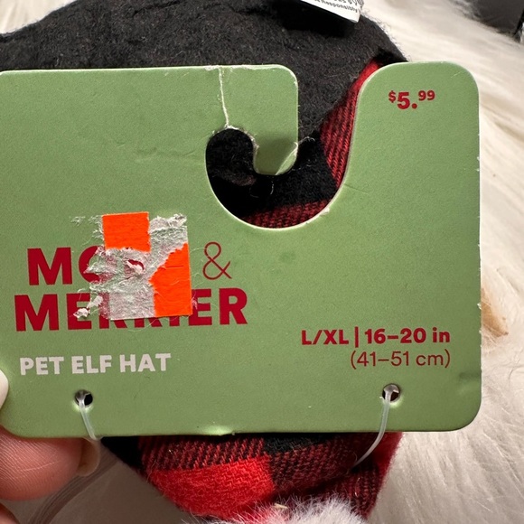 🩷5/$10 PET Red and Black Plaid Elf Hat with Ears - Picture 3 of 4